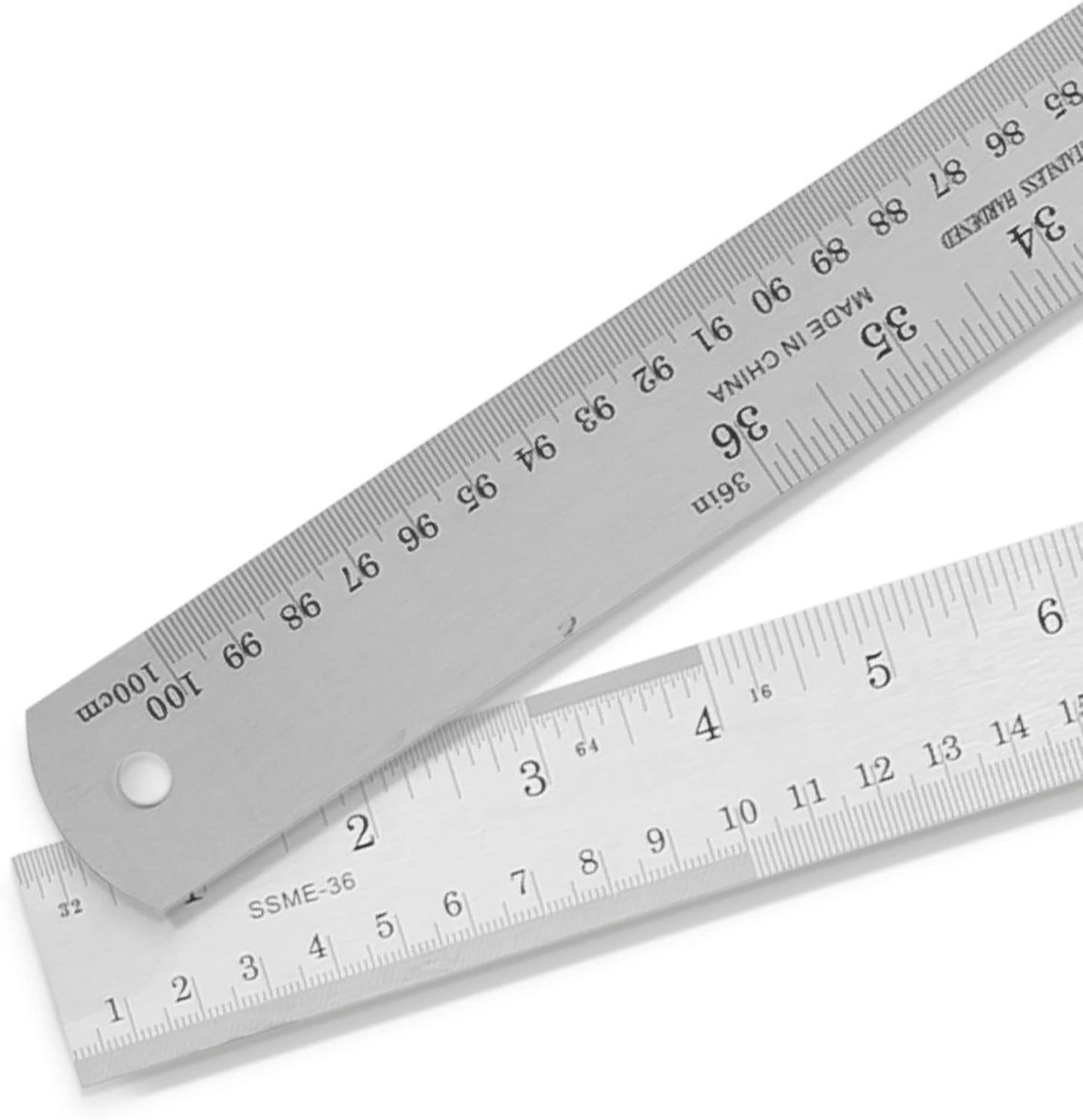 2 Pack Pacific Arc 36 Inch Stainless Steel Ruler with Inch/Metric Conversion Table