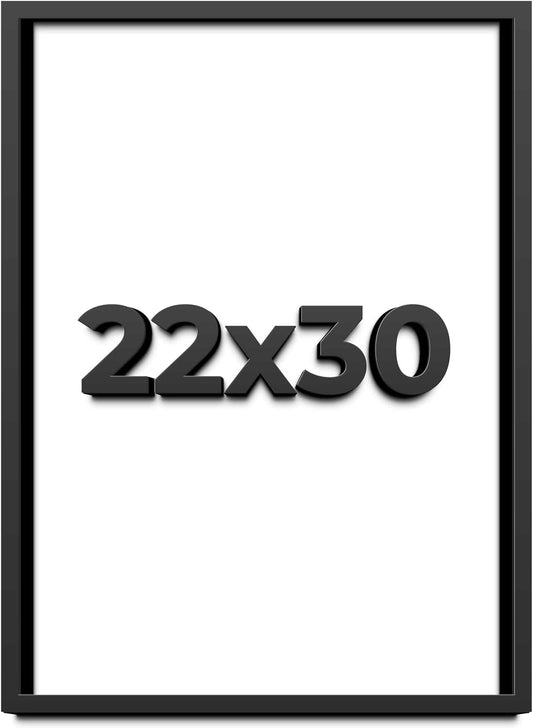 22x30 Shadow Box Black Solid Wood Display Frame with White Acid-Free Backing UV Acrylic & Hanging Hardware - with 3/4" Usable Depth