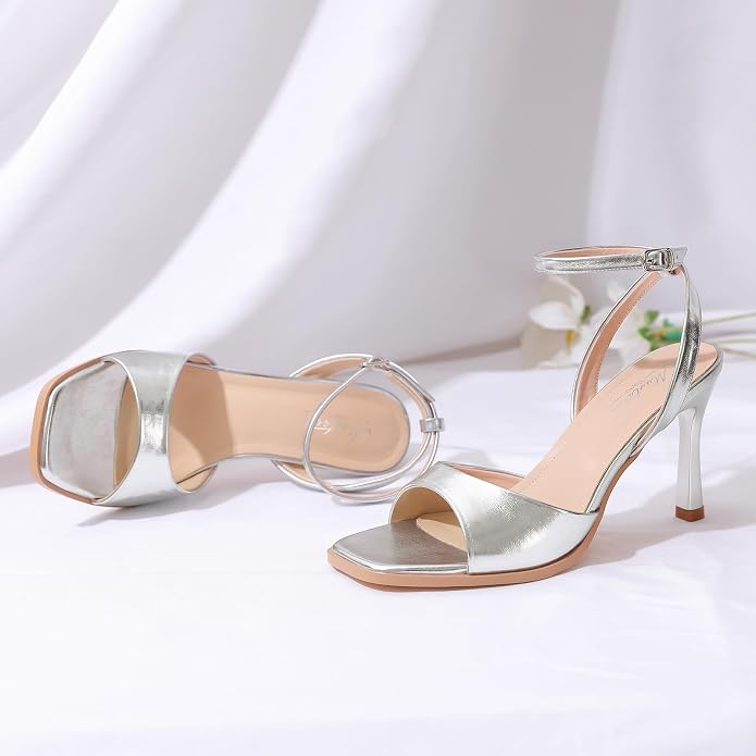 Mostrin Strappy Heels for Women Square Open Toe Lace Up Heeled Sandals Ankle - Image 6
