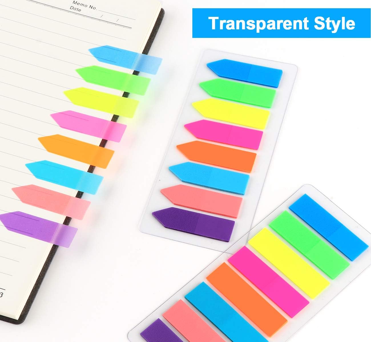 1920 Pcs Page Markers Colored Sticky Tabs,2 Design Transparent Arrow Flag Tabs,Small Sticky Note Flags for Notebooks,Writable Sticky Index Tabs for Annotating Books