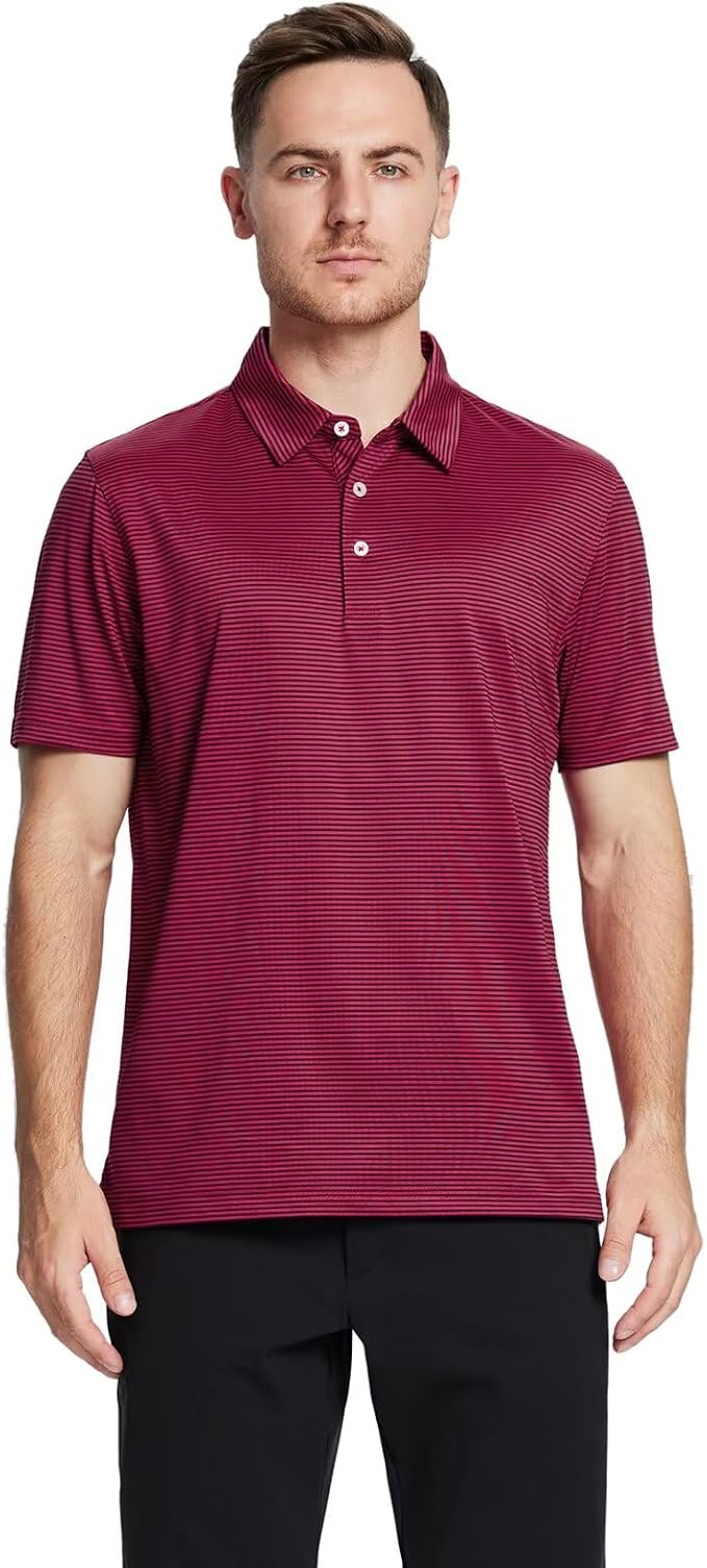 Golf Shirts for Men Dry Fit Short Sleeve Print Performance Moisture Wicking - Image 2