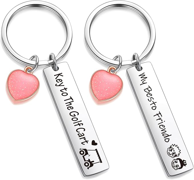 ZNOSVEI Bundle – 2 Items: Golf Keychain and Best Friend Keychain, Golf Cart Key by ZNOSVEI