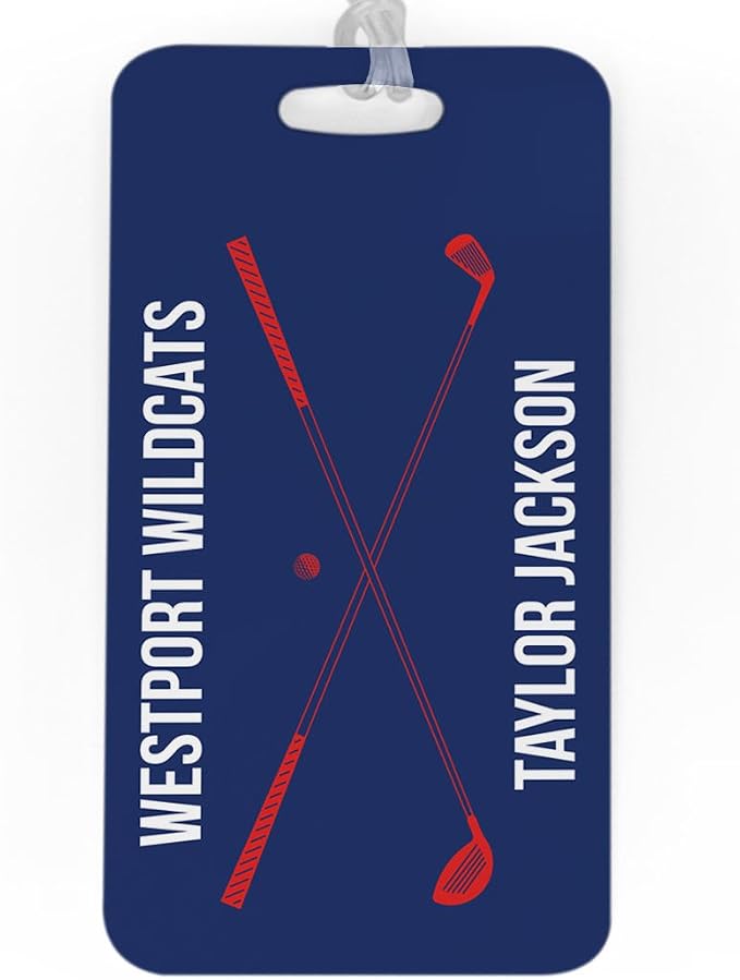 ChalkTalkSPORTS Golf Luggage & Bag Tag | Personalized Crossed Golf Clubs | by ChalkTalkSPORTS