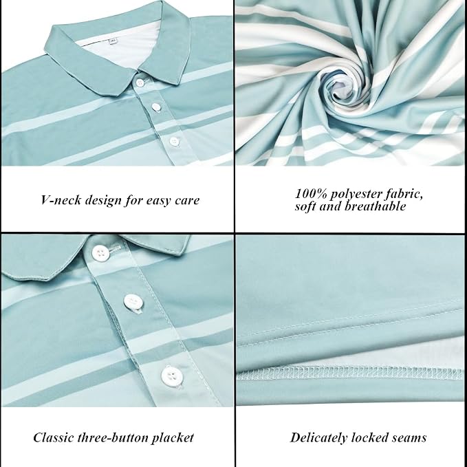 Men's Long Sleeve Golf Shirt Quick Dry 3 Button Work Fishing Outdoor Casual - Image 5