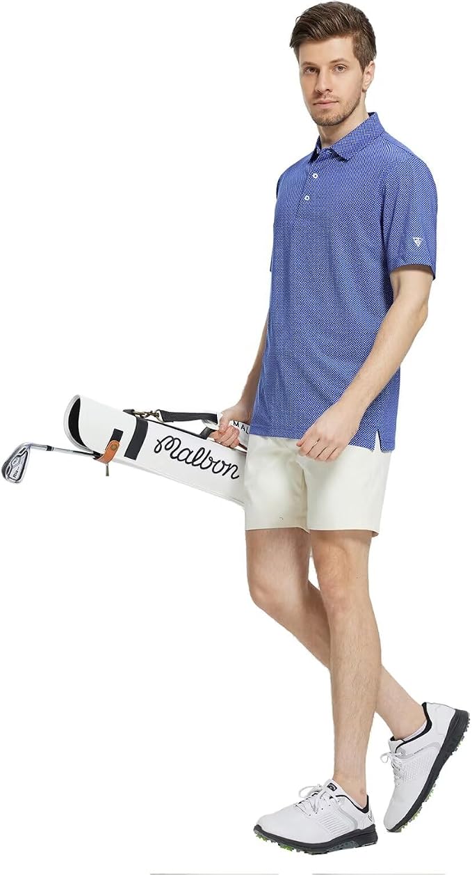 M MAELREG Mens Golf Shirt Short Sleeve Dry Fit Print Moisture Wicking - Image 3
