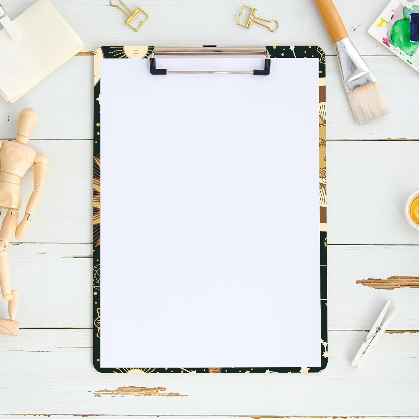 Horoscopes and Zodiacs Clipboard Standard A4 Letter Size 12.5 x 8.7 Plastic Clipboard Low Profile Clip Retractable Hanging Tab Decorative Clipboard