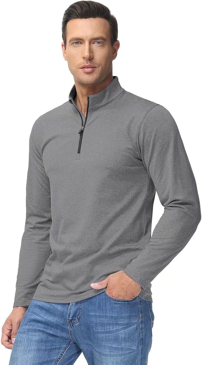 Boladeci Men's Quarter Zip Pullover Premium Fleece Lined Heather Long Sleeve - Image 2