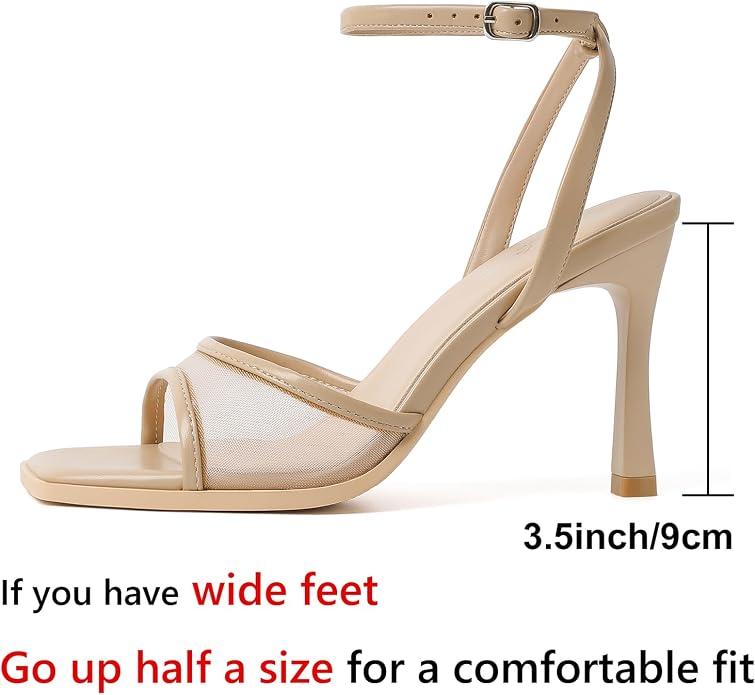 Mostrin Strappy Heels for Women Square Open Toe Lace Up Heeled Sandals Ankle - Image 2