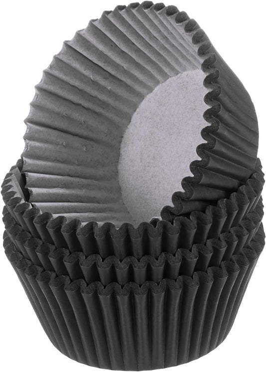 HARFINGTON 100 Count Cupcake Liners Black Cupcake Cups Standard Size Muffins Liners Papers Baking Cups Wrappers Greaseproof for Party Wedding Birthday