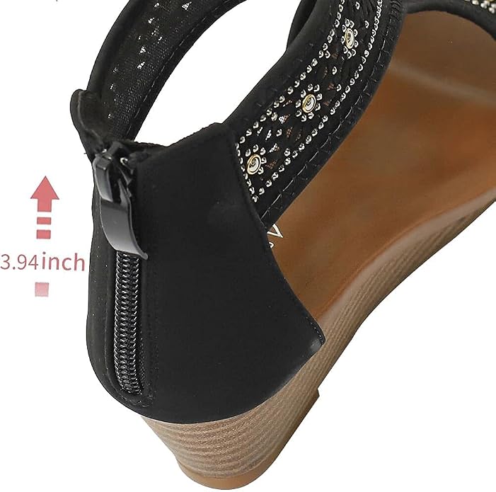 WOJWSKI Women's Slide Wedge Sandal Open Toe High Heel Zipper Back Platform - Image 2