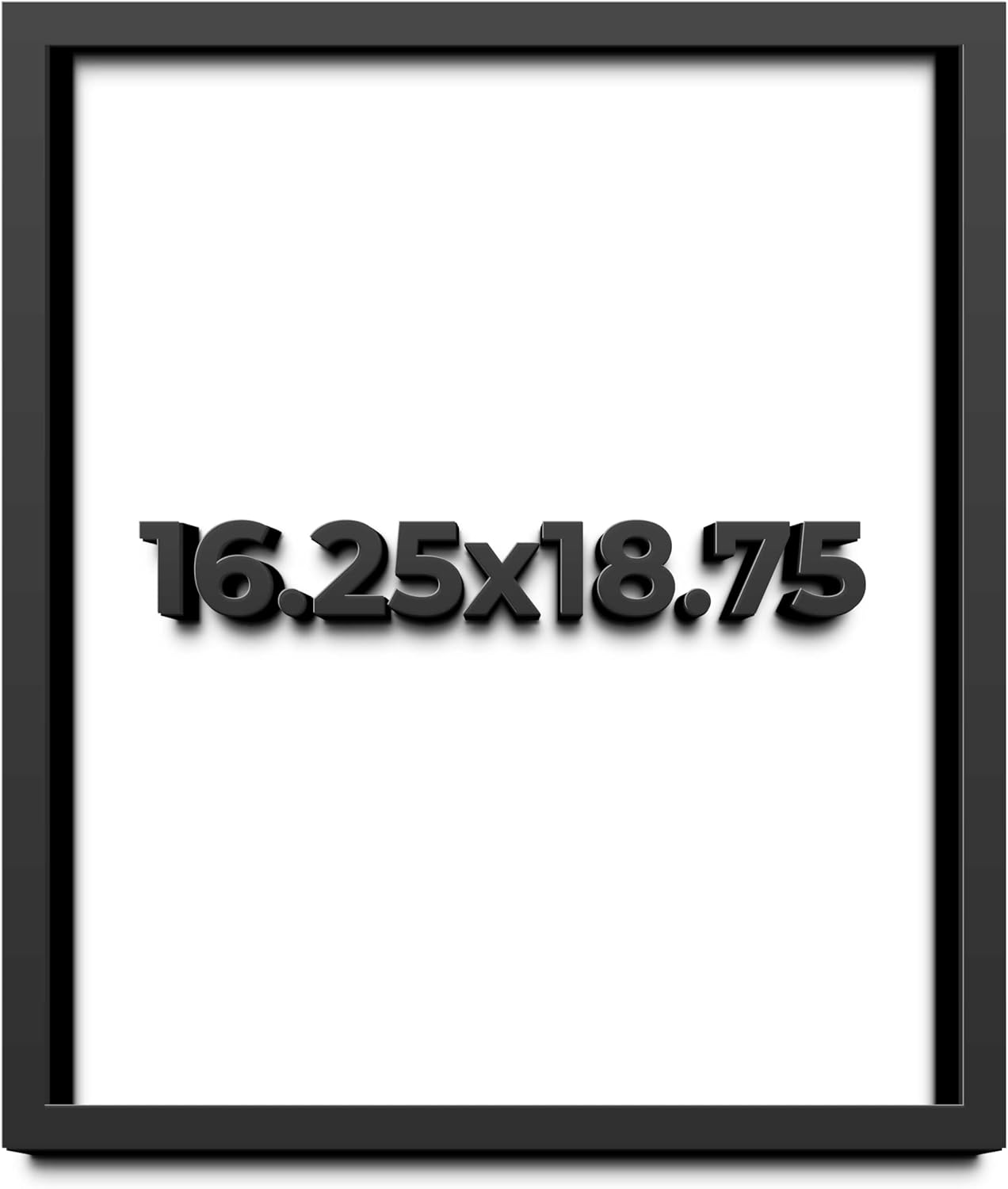 16.25x18.75 Shadow Box Black Solid Wood Display Frame with White Acid-Free Backing UV Acrylic & Hanging Hardware - with 3/4" Usable Depth