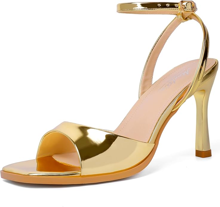 Mostrin Strappy Heels for Women Square Open Toe Lace Up Heeled Sandals Ankle by Mostrin