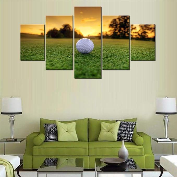 Wall Pictures for Living Room Golf Course Paintings Sunset Scape Artwork Multi - Image 3
