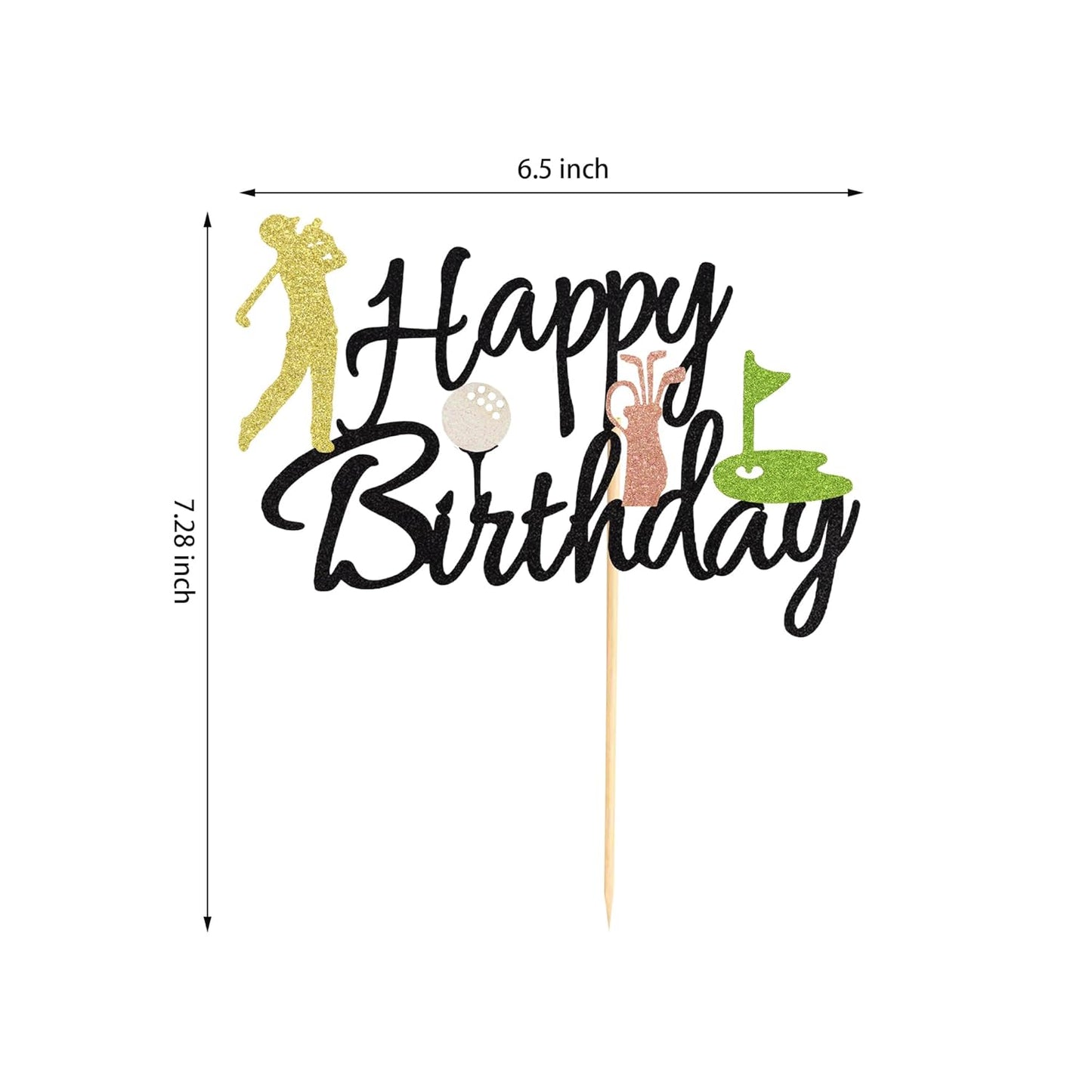 1Pc Golf Cake Topper Golf Happy Birthday Sign Cake Topper Golf Ball Player Cake Decorations for Sport Theme Man Boy Girl Birthday Party Supplies