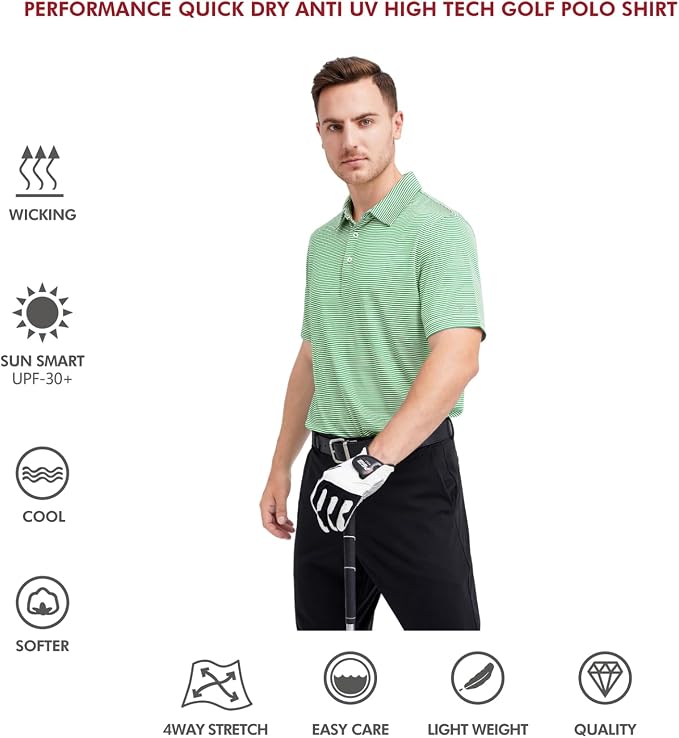 Golf Shirts for Men Dry Fit Short Sleeve Print Performance Moisture Wicking - Image 5