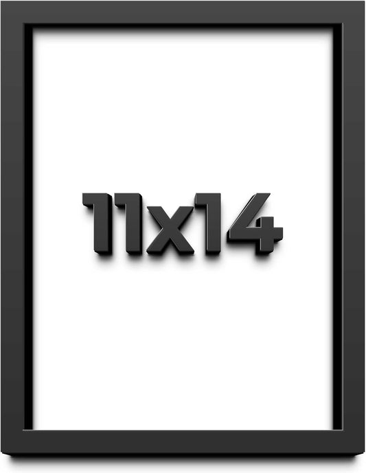 11x14 Shadow Box Black Solid Wood Display Frame with White Acid-Free Backing UV Acrylic & Hanging Hardware - with 3/4" Usable Depth
