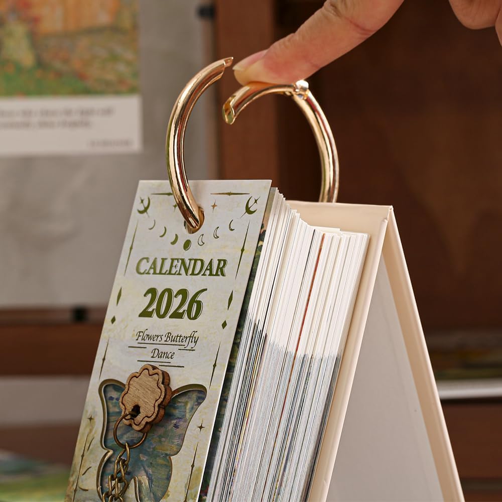 2026 calendar desk calendar 2026 January-December Calendar - Oil Painting Themes with Inspiring Quotes for Each Page, 8.7" x 4" Desk Planner for Office Home Planning & Organizing