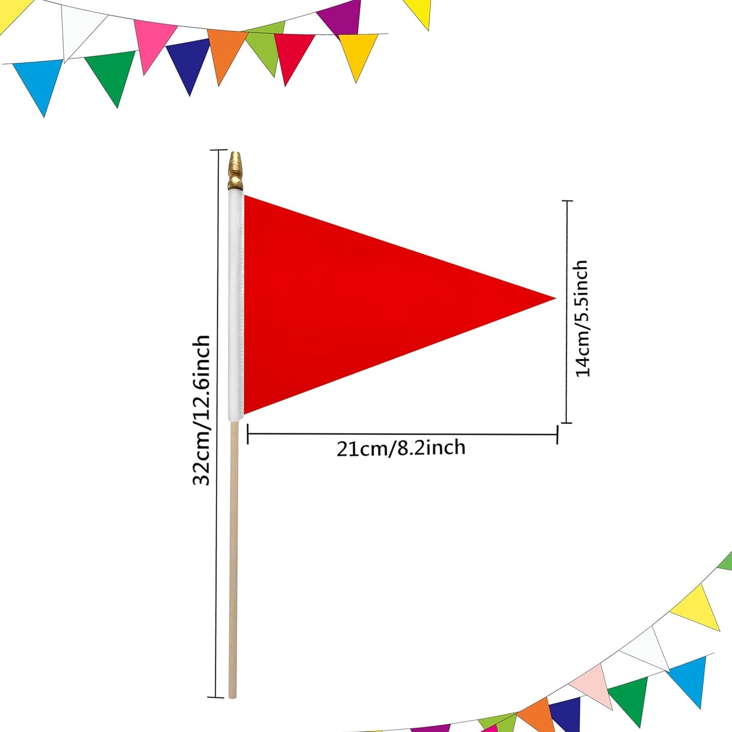 20 Pack Solid Color Red Blank Pennant Flags on Wood Stick Small Mini Plain DIY Graffiti Flags,Decorations for Parades,Grand Opening,Kids Birthday,Sports Clubs,5x8 Inch