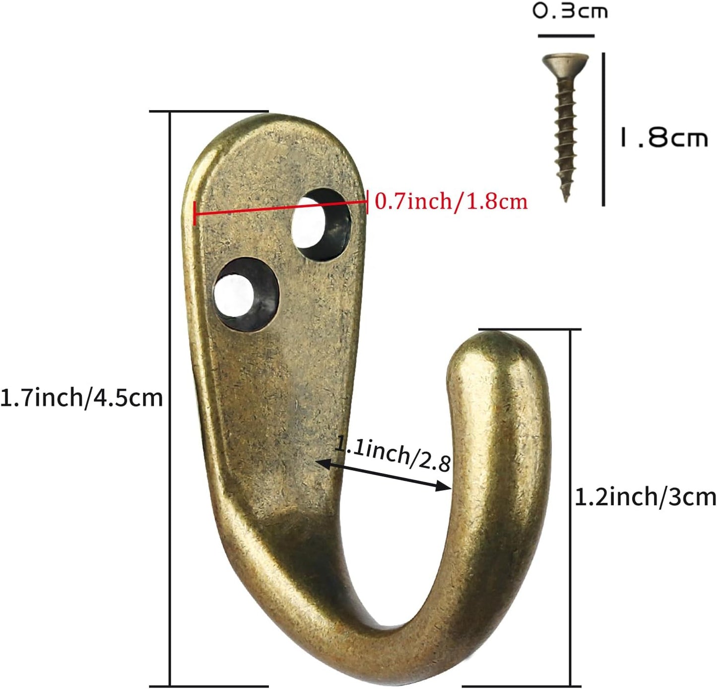 IBosins 15PCS Coat Hooks Wall Mounted Single Prong Robe Hook for Hanging Towel Hooks with 30 Screws for Bags, Hat, Cap, Scarf, Cup