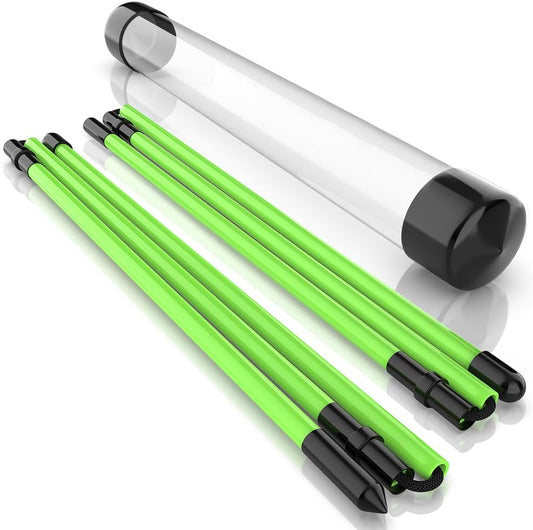2 Pack Premium Golf Alignment Sticks, 48 Inches Fluorescent Green Golf Training Aid for Aiming, Putting, Full Swing, Collapsible Golf Swing Trainer with Clear Tube Sleeve for Easy Carrying