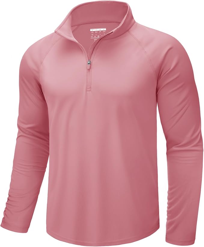 CRYSULLY Men's Long Sleeve 1/4 Zip Shirts Sun Protection Pullover UPF 50+ Rash by CRYSULLY