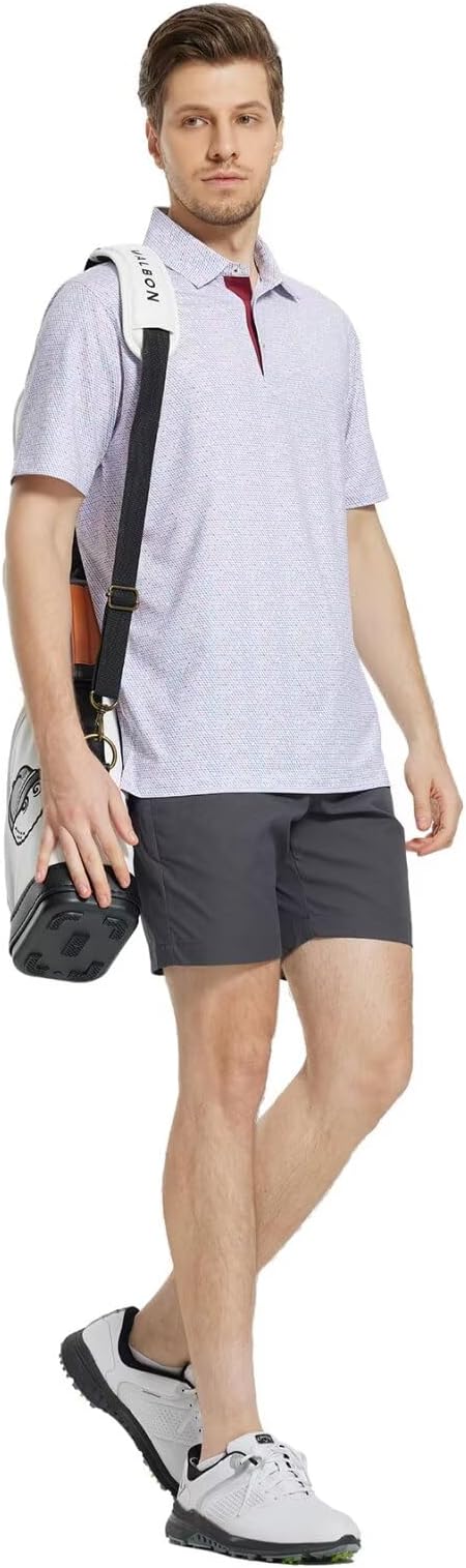 M MAELREG Mens Golf Shirt Short Sleeve Dry Fit Print Moisture Wicking - Image 3