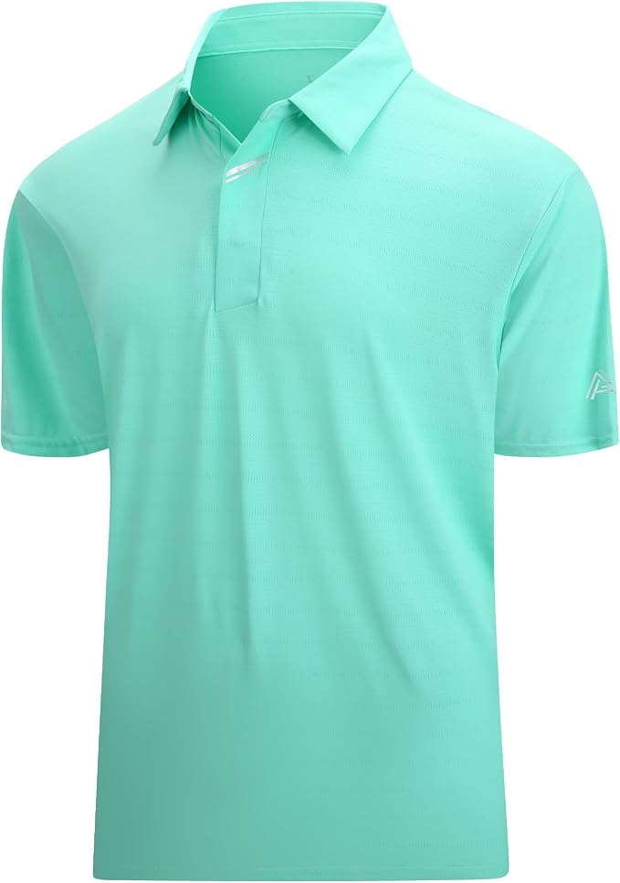 Esabel.C Jacquard Golf Shirts for Men Moisture Wicking Short Sleeve Performance by EsabelC