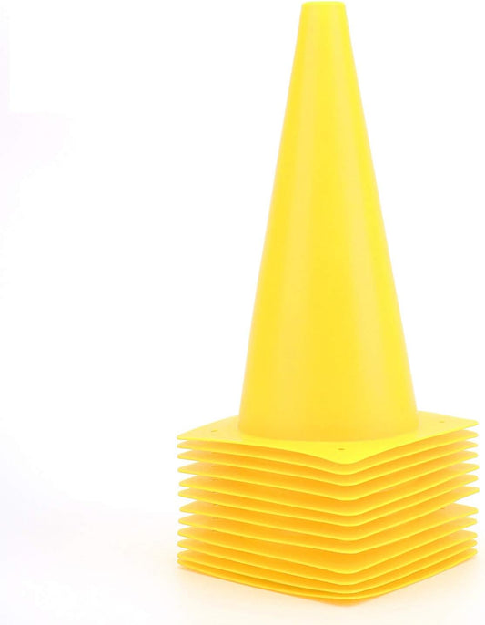 12 Inch Traffic Training Cones, Plastic Safety Parking Cones, Agility Field Marker Cones for Soccer Basketball Football Drills Training, Outdoor Sport Activity & Festive Events - 6 Colors