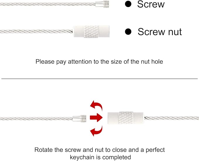 20pcs Stainless Steel Wire Keychains Aircraft Cable Cable Key Ring - Image 3