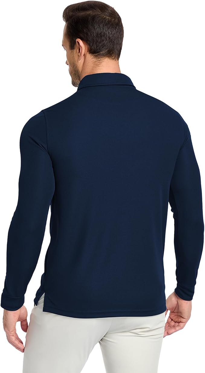 Men's Long Sleeve Polo Shirts 3 Button Down - Image 5