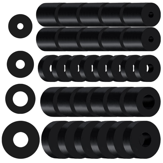 30 PCS Rubber Spacer 4 Sizes Black Non-Slip Thick Grommets Vibration Isolation Round Rubber Flat Washers