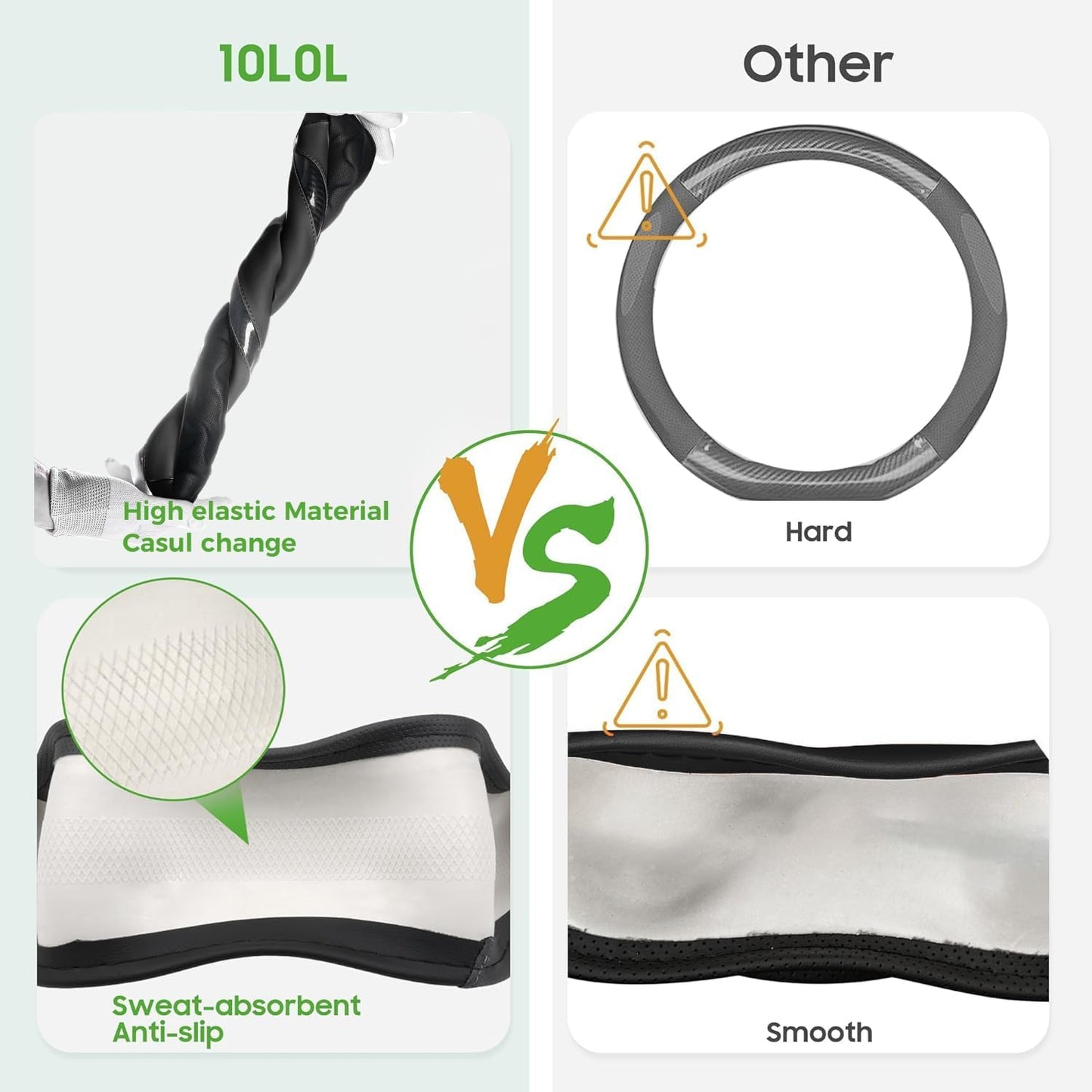 10L0L Golf Cart Steering Wheel Cover for Yamaha, Club Car DS & Precedent, 14 Inch Black