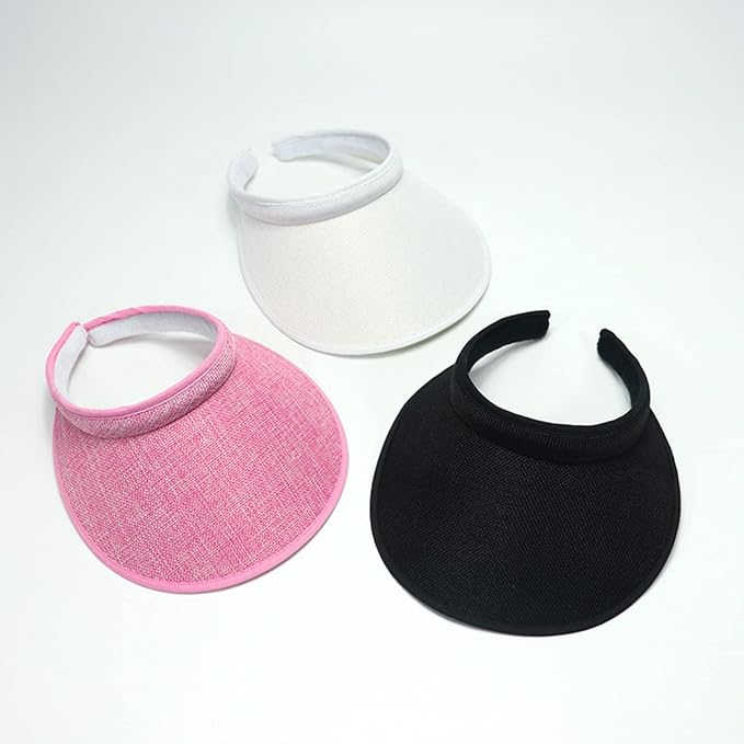 Cloth Covered Slip-On Visor for Women, Adjustable Cap Sports Sun Visors for Men - Image 3