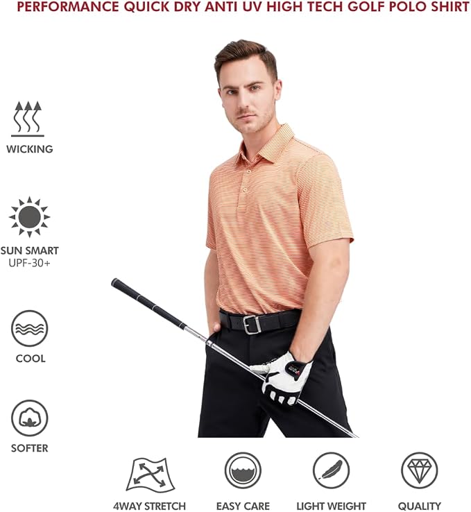 Golf Shirts for Men Dry Fit Short Sleeve Print Performance Moisture Wicking - Image 5