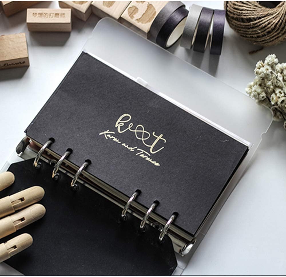 Harphia A7 Planner Refill Pocket Planner Refills 6 Ring Binder Refill Blank Paper, A7 Agenda Refill 40 Sheets 100gsm Black Plain Paper-A7 3.23'' x 4.92'',