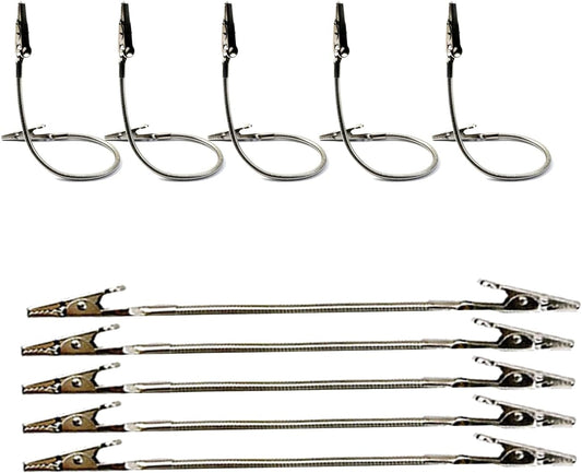 10-Pack Double-Headed Alligator Clip Holders Bendable Flexible Arms for Office Memos, Photos & DIY | Metal Double-Sided Design with Mini Prongs | 7.1 Inch Long Display Organizer