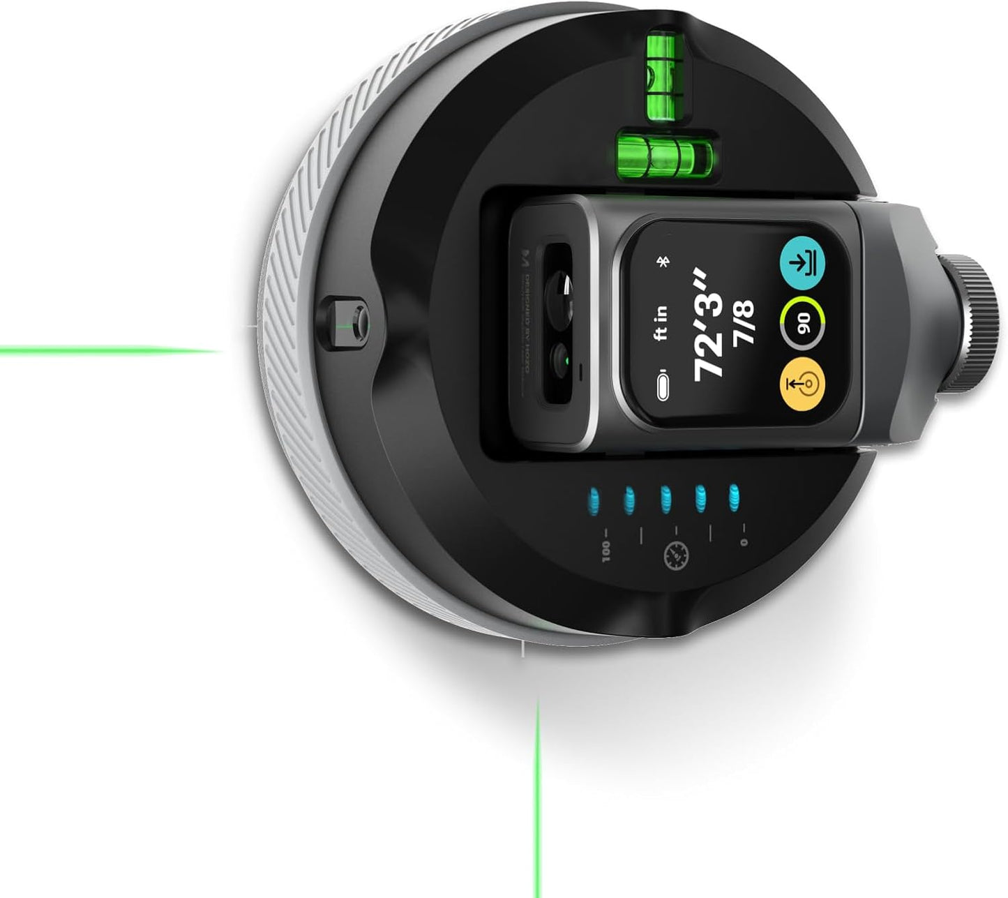 HOZO M-Cube02 Laser Level with 164ft Green Laser Measure, 360° Rotating for P2P Laser Measure & Center Finder, Wall Mount Laser Level for Picture Hanging, Renovation & DIY, Bluetooth App, Rechargeable