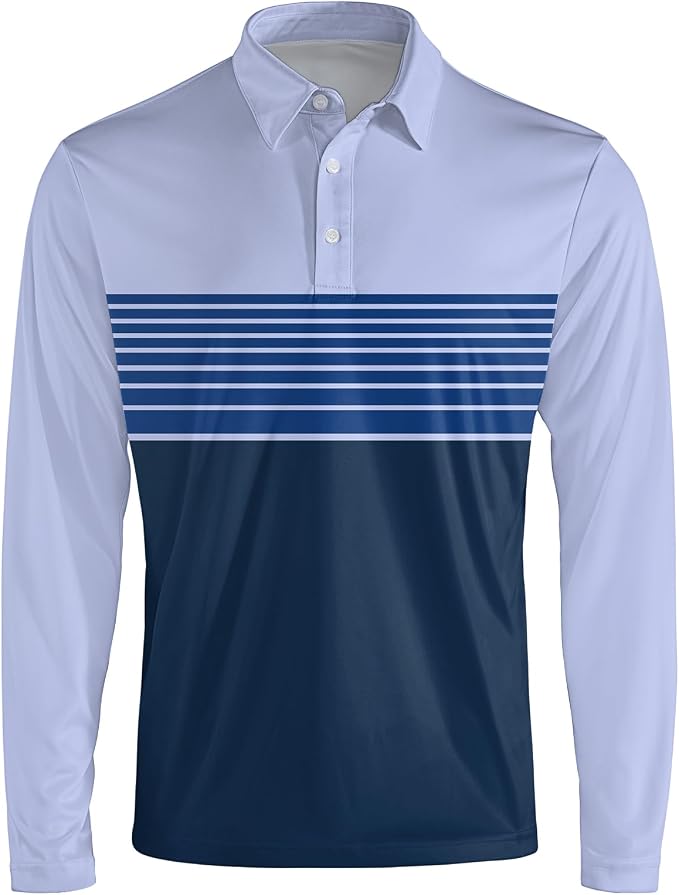 Men's Long Sleeve Golf Shirt Quick Dry 3 Button Work Fishing Outdoor Casual - Image 3
