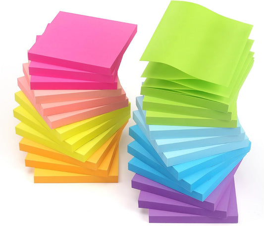24 Pads Pop Up Sticky Notes 3x3 Refills Bright Colors Self-Stick Notes Pads Super Adhesive Sticky Notes Great Value Pack
