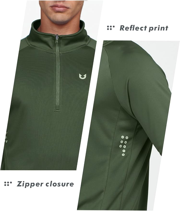NORTHYARD Quarter Zip Pullover Men Running Shirt Long Sleeve Moisture Wicking - Image 3