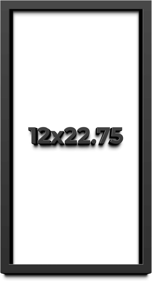 12x22.75 Shadow Box Black Solid Wood Display Frame with White Acid-Free Backing UV Acrylic & Hanging Hardware - with 3/4" Usable Depth