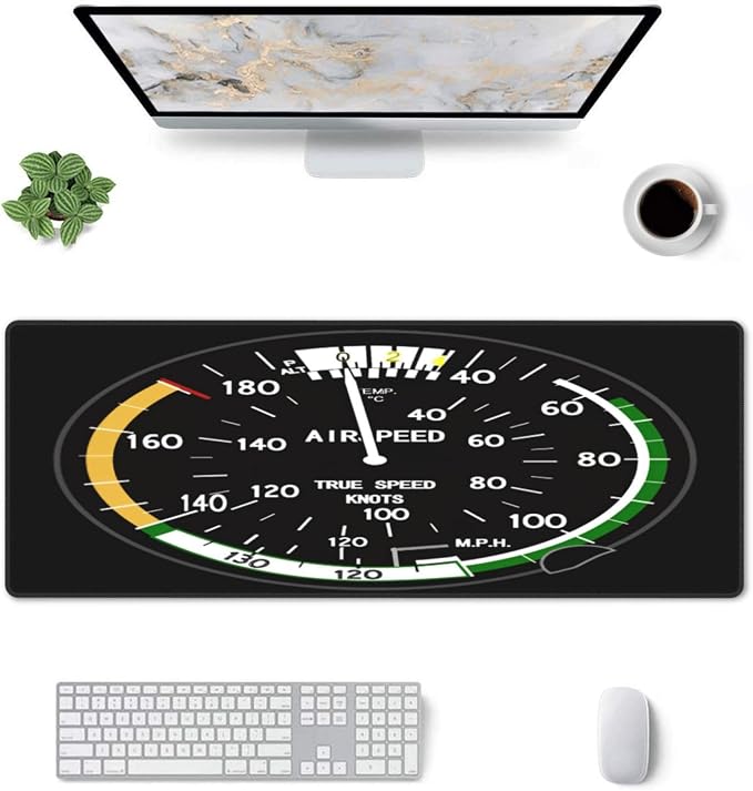 Aircraft Speedometer Pilot Flight Mouse Pad, Airplane Large Big Gaming Mouse - Image 2