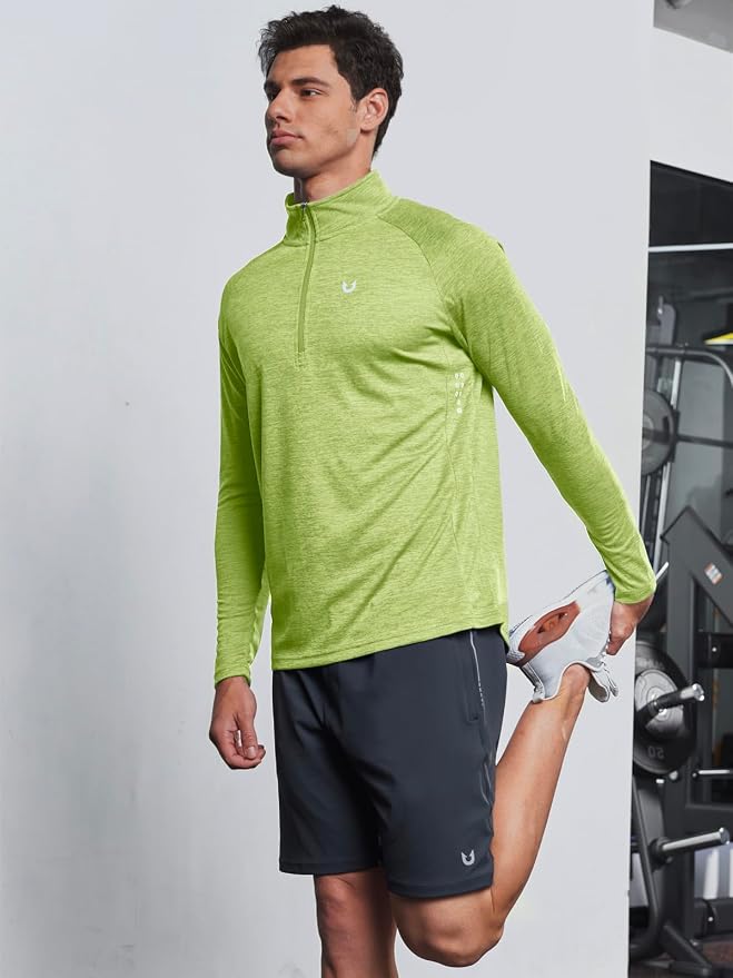 NORTHYARD Quarter Zip Pullover Men Running Shirt Long Sleeve Moisture Wicking - Image 6