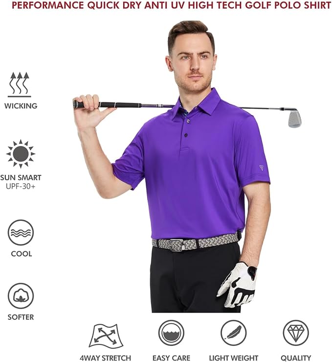Mens Polo Shirts Short and Long Sleeve Casual Solid Stylish Dry Fit Performance - Image 5
