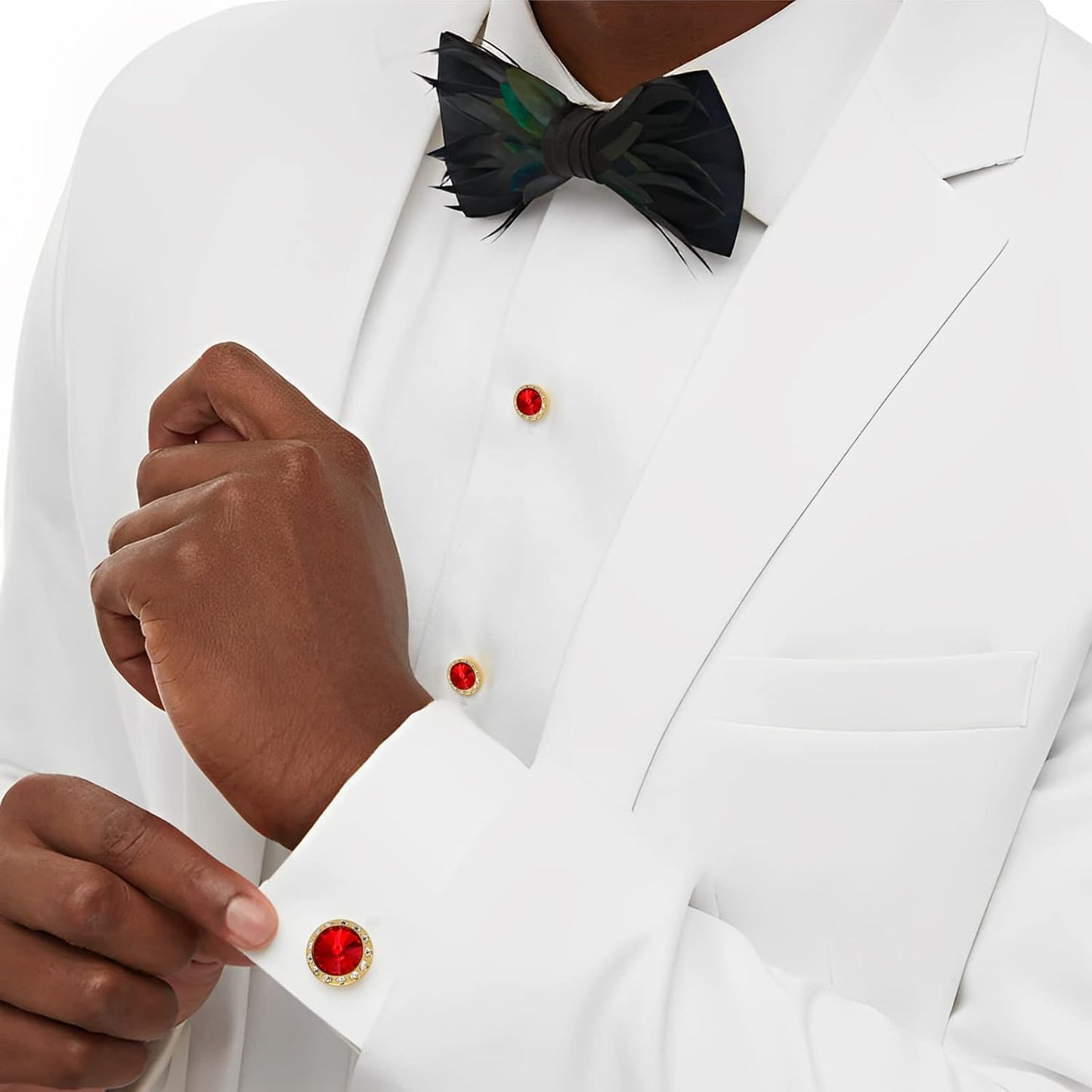 HAWSON Birthstone Tuxedo Studs and Cufflinks Set for Men's Suit Tuxedo Formal Dress Shirt Wedding Business Party Accessories