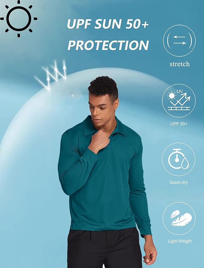 Deyeek Men's Polo Shirts Long Sleeve Golf Polo Shirts - Image 4