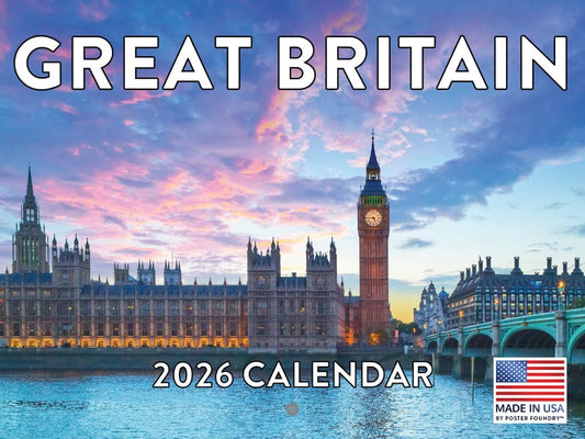 Great Britain Calendar 2026 Monthly Wall Calender 12 Month | American Made In The USA