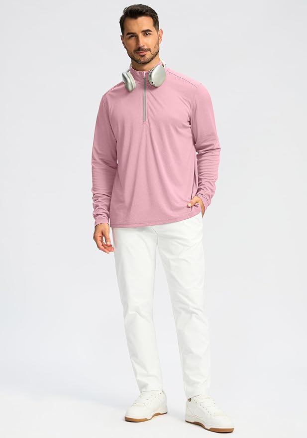 Obla Golf Quarter Zip Pullover for Men Mock Neck Sweatshirt Lightweight Sun - Image 6