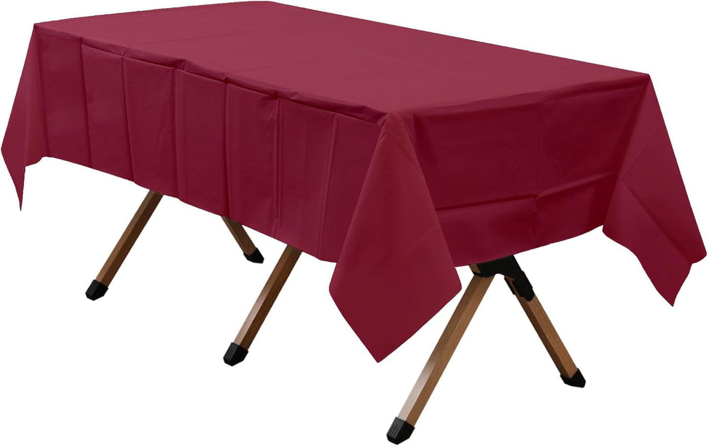 2 Pack Burgundy Premium Plastic Tablecloth Rectangle 54 x 108 Inches Reusable Wine Red Decorative Table Cover for Dining, Wedding, Party, Indoor and Outdoor use