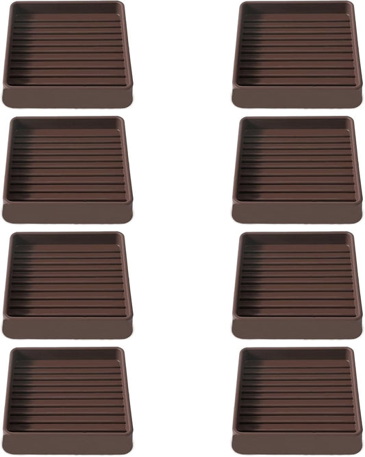 2.5x2.5 Square Rubber Furniture Caster Cups, Anti-Sliding Furniture Pads Bed Stopper Floor Protectors with Grip - Protect Any Flooring